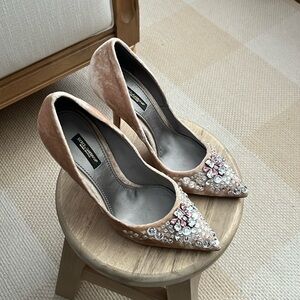 Dolce & Gabbana Blush Embellished Heels.